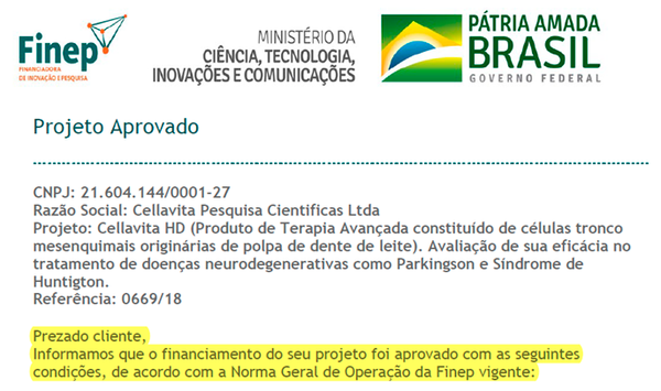 Projeto Aprovado no FINEP